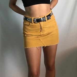 Yellow Corduroy Mini Skirt